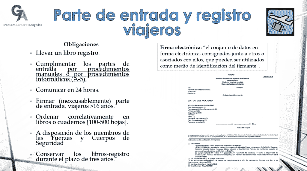 Partes de entrada y registro de viajeros en Málaga